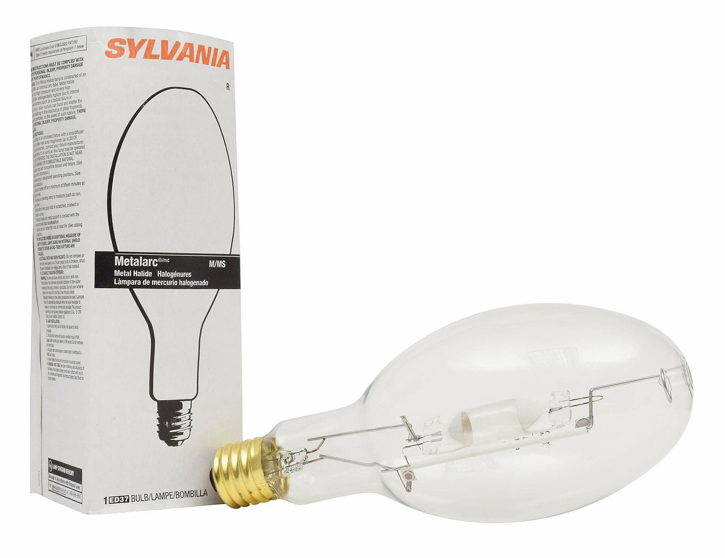 Sylvania SYL64036 M400/U/ED37 Clear Metal Halide Lamp, ED37 Mogul Screw (E39), 400 W, 4000K, 1 Count (Pack of 1)