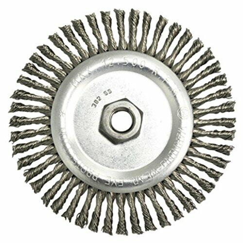 Radnor RAD64000332 6" x 5/8" - 11 Carbon Steel Stringer Bead Twist Knot Wire Wheel Brush for Use On Bench/Pedestal, Die/Right Angle Grinders, English, 15.34 fl. oz., Plastic, 1 x 1 x 1