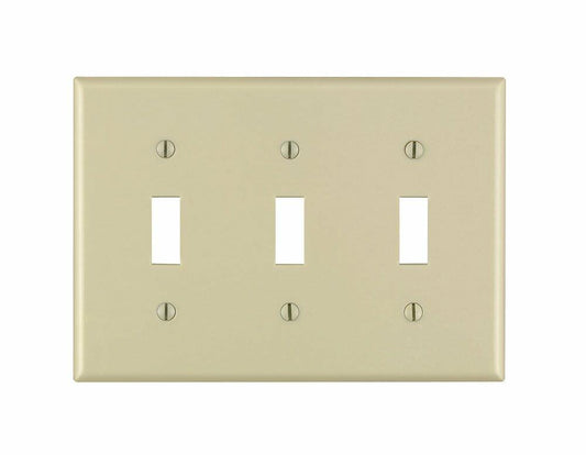 Leviton 86011 3-Gang Toggle Device Switch Wallplate, Standard Size, Thermoset, Device Mount, Ivory