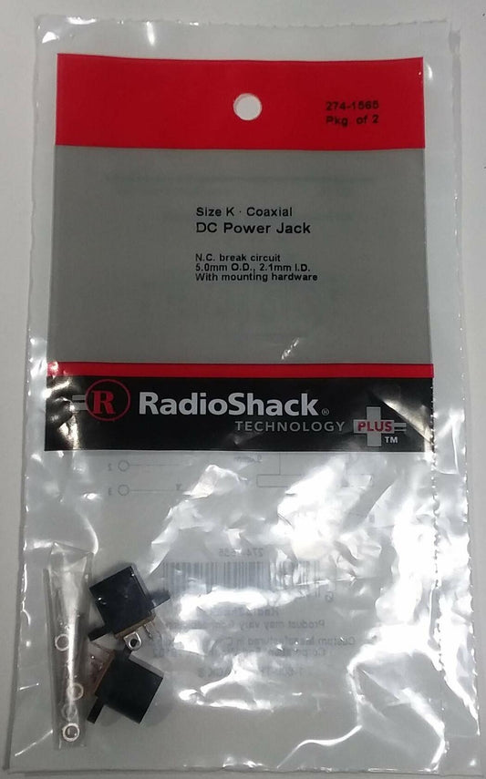 Radio Shack Female Panel-Mount Coaxial DC Power Jack - Size K 5.0mm x 2.1mm 2/PK