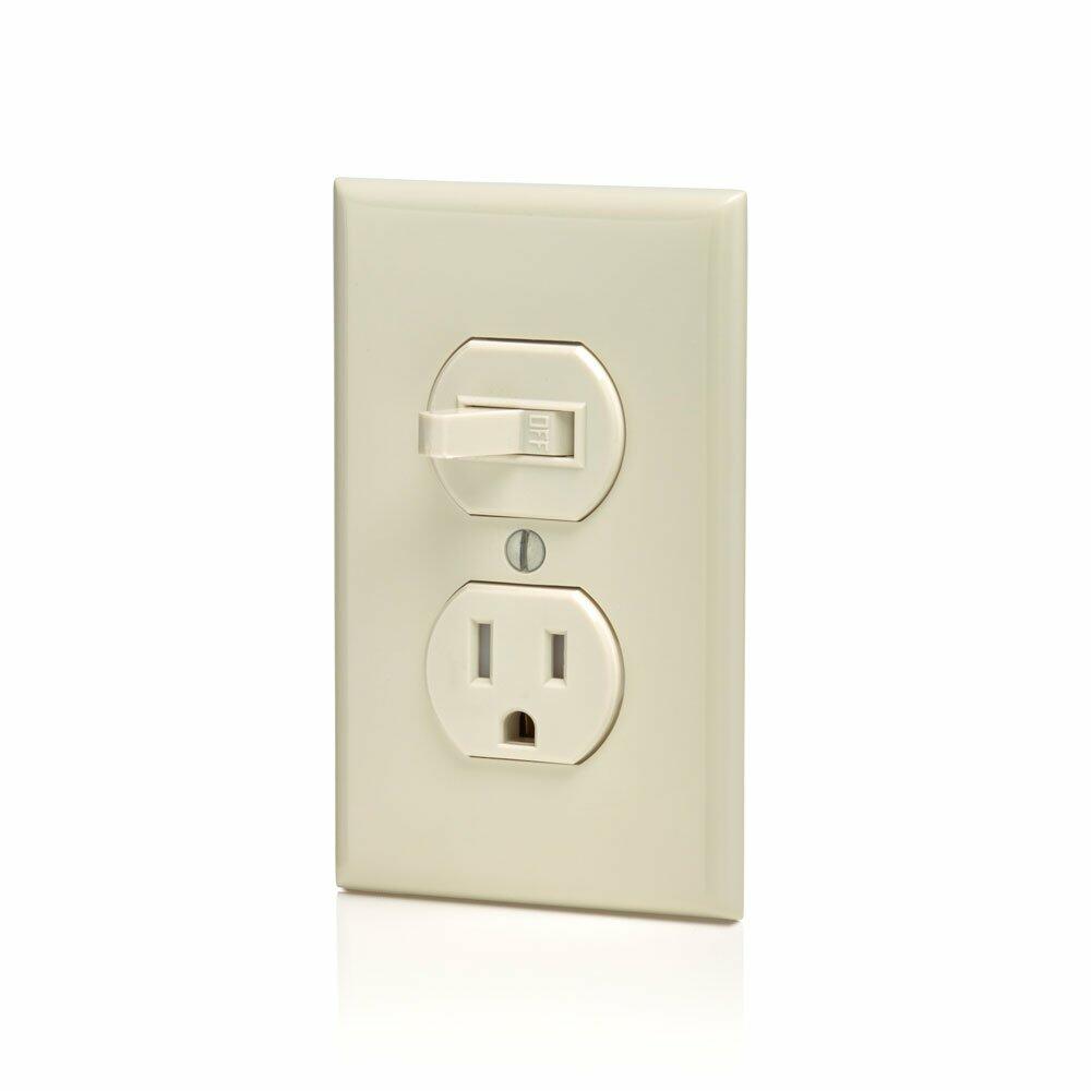 Leviton T5225-T Combination, 15 Amp, 120 Volt AC Toggle Switch, and 15amp, 125 Volt 5-15R Tamper Resistant Receptacle, Grounding, Light Almond