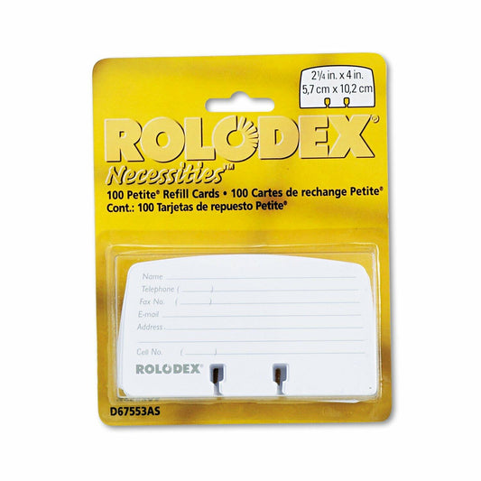 Rolodex 67553 Petite Refill Cards 2 1/4 X 4 100 Cards/Pack