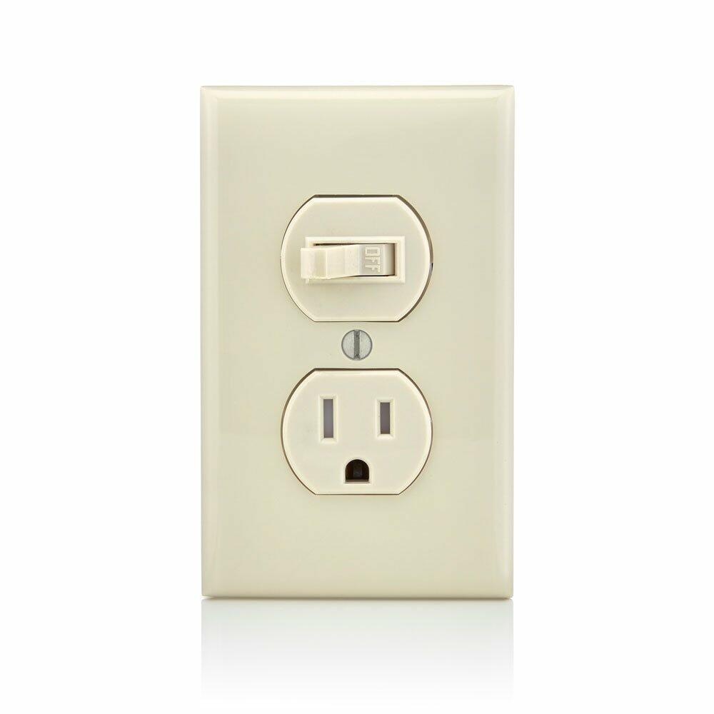 Leviton T5225-T Combination, 15 Amp, 120 Volt AC Toggle Switch, and 15amp, 125 Volt 5-15R Tamper Resistant Receptacle, Grounding, Light Almond