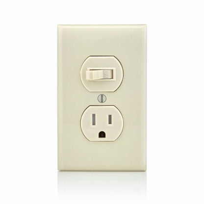 Leviton T5225-T Combination, 15 Amp, 120 Volt AC Toggle Switch, and 15amp, 125 Volt 5-15R Tamper Resistant Receptacle, Grounding, Light Almond