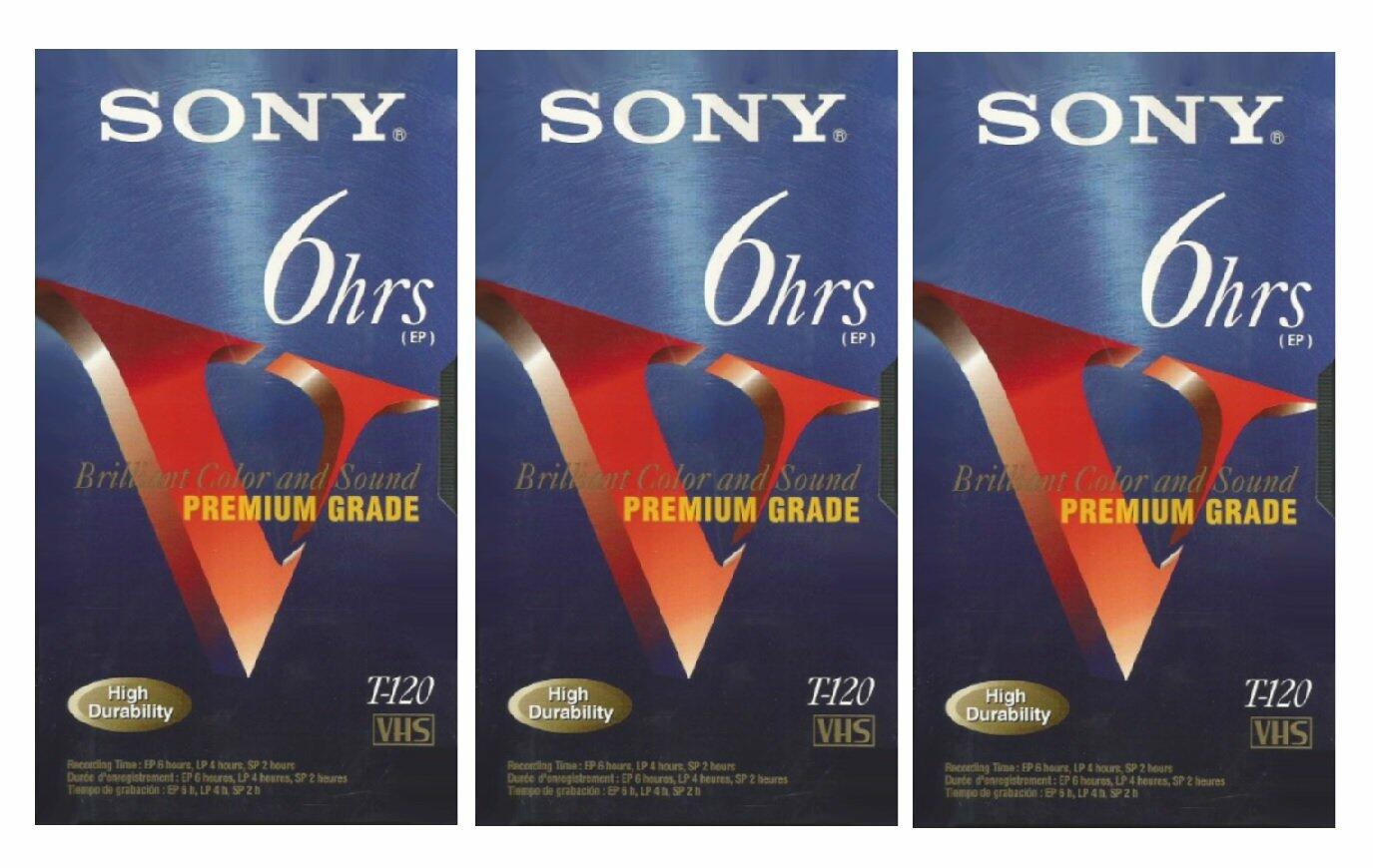 SONY 3T120VR 6hrs. EP T-120 VHS Tapes (3-Pack)