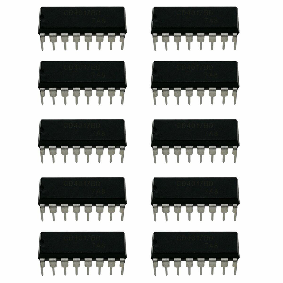 Texas Instruments CD4017 CD4017BE CMOS Decade Counter with 10 Decoded Outputs DIP16 1 Pack