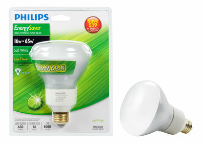 Philips 150417 Energy Saver Compact Fluorescent 16-Watt R30 Flood Light Bulb, Dimmable