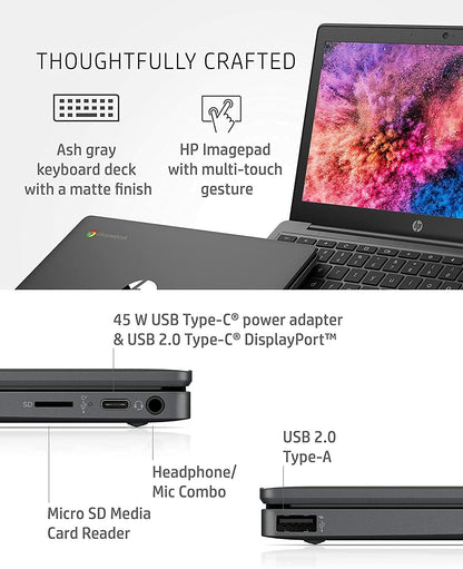 HP Chromebook 11-inch Laptop - MediaTek - MT8183 - 4 GB RAM - 32 GB eMMC Storage - 11.6-inch HD IPS Touchscreen - with Chrome OS� - (11a-na0040nr, 2020 model, Ash Gray)