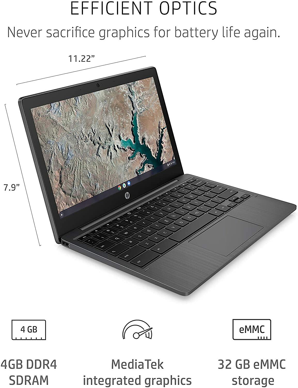 HP Chromebook 11-inch Laptop - MediaTek - MT8183 - 4 GB RAM - 32 GB eMMC Storage - 11.6-inch HD IPS Touchscreen - with Chrome OS� - (11a-na0040nr, 2020 model, Ash Gray)