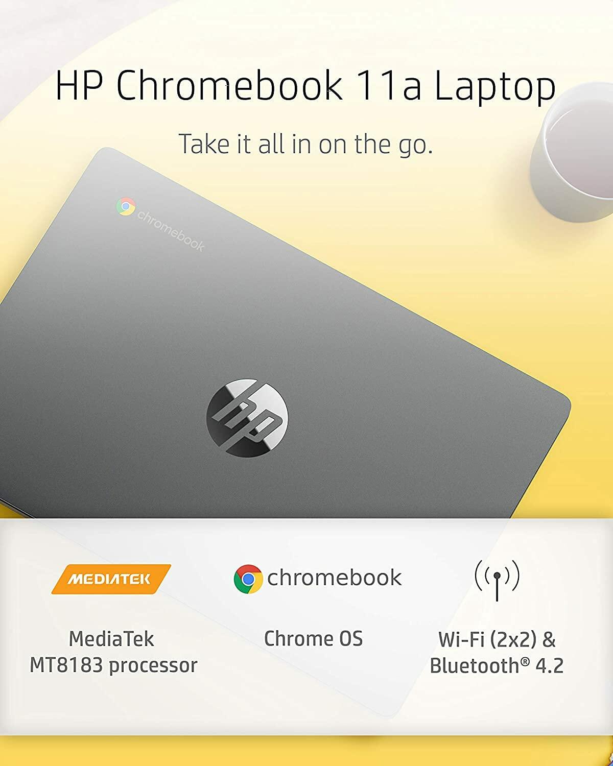 HP Chromebook 11-inch Laptop - MediaTek - MT8183 - 4 GB RAM - 32 GB eMMC Storage - 11.6-inch HD IPS Touchscreen - with Chrome OS� - (11a-na0040nr, 2020 model, Ash Gray)