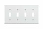 Leviton 88012 4-Gang Toggle Device Switch Wallplate, Standard Size, Thermoset, Device Mount, White