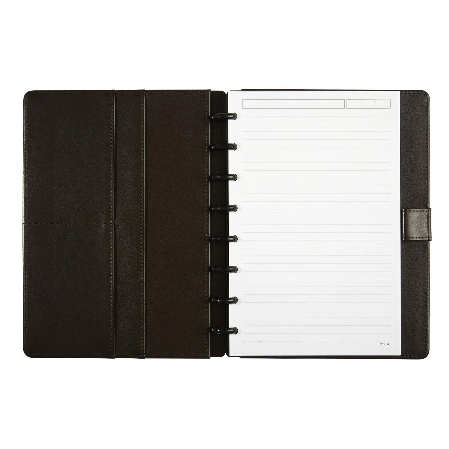 TUL� Discbound Notebook, Limited Edition, Junior Size, Narrow Ruled, 60 Sheets, Dark Brown Leather [Office Product]
