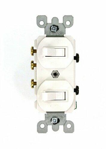 Leviton 15 Amp 120/277 Volt, Duplex Style Single-Pole/3-Way Ac Combination Switch, Commercial Grade, White, 5241-W
