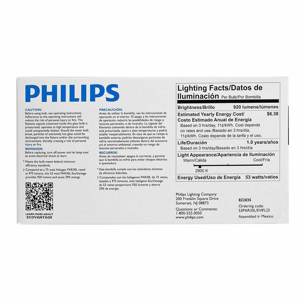 Philips 429365 Halogen PAR30L 75 Watt Equivalent 25 Degree Flood Light Bulb,Soft White, 2 Pack