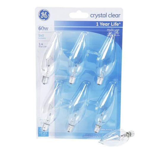 GE Classic 60-Watt Dimmable CA10 Light Fixture Incandescent Light Bulb (6-Pack) Item #946389 Model #42966