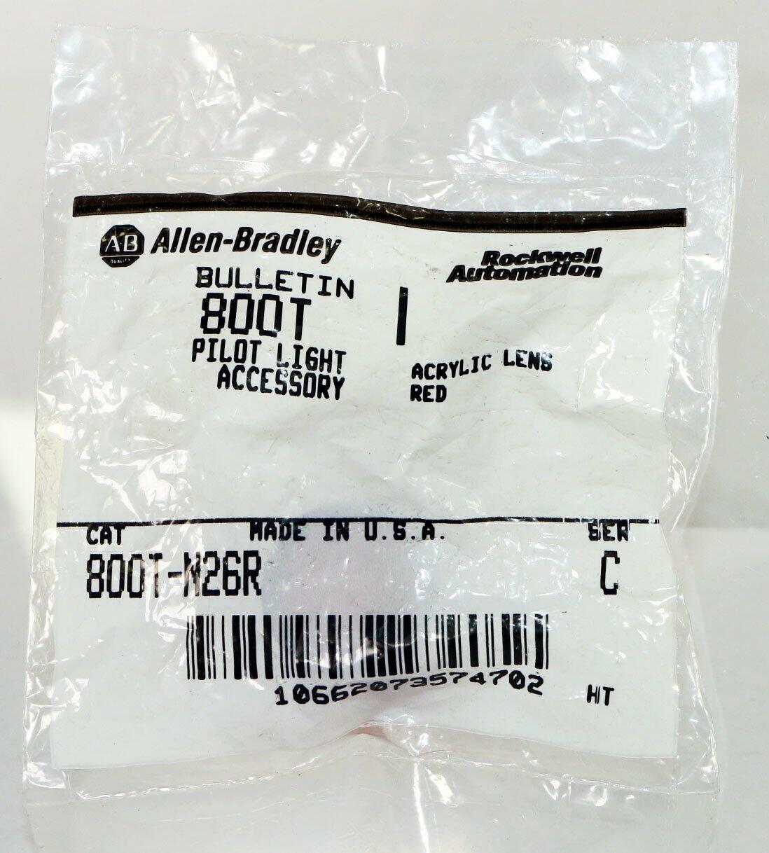 Allen-Bradley 800T-N26R Pilot Light Lens Cap, Red Acrylic