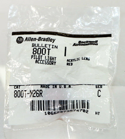 Allen-Bradley 800T-N26R Pilot Light Lens Cap, Red Acrylic