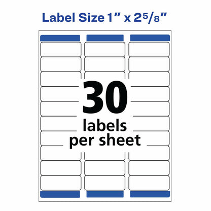 Avery Removable 1 x 2 5/8 Inch White ID Labels 750 Count (6460)
