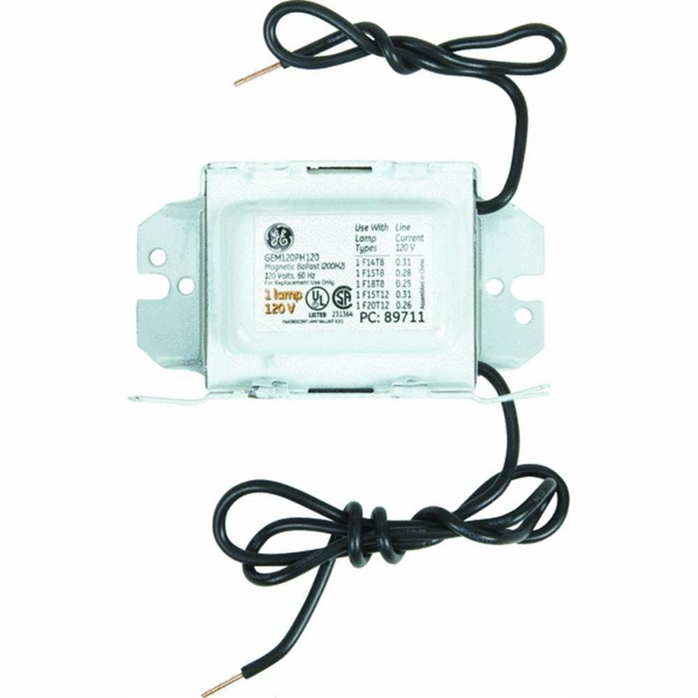 GE Lighting 68186 GEM120PH120DIY LFL Magnetic Rapid Start Ballast for 1- F20T12, F15T8, F1512 - 120V Magnetic Ballast (200H2)