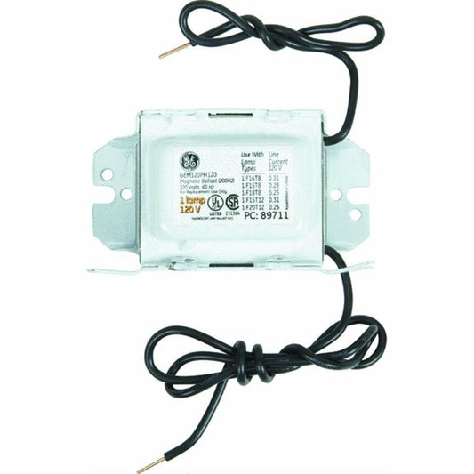 GE Lighting 68186 GEM120PH120DIY LFL Magnetic Rapid Start Ballast for 1- F20T12, F15T8, F1512 - 120V Magnetic Ballast (200H2)