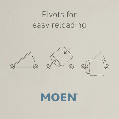 Moen Voss Collection Brushed Nickel Pivoting Toilet Paper Holder, Wall Mounted Double Post Toilet Tissue Holder, YB5108BN