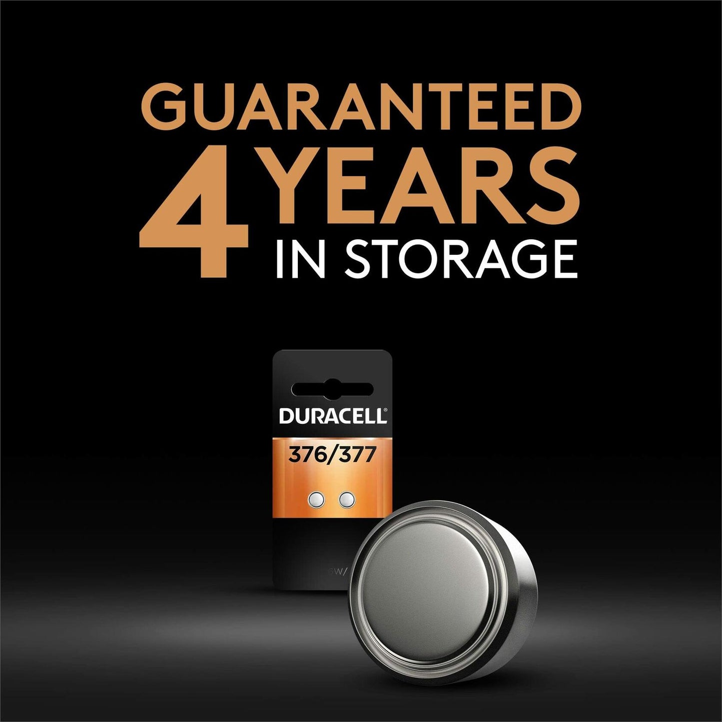 Duracell 376/377 Silver Oxide Button Battery, 2 Count Pack, 376/377 1.5 Volt Battery, Long-Lasting for Watches, Medical Devices, Calculators, and More