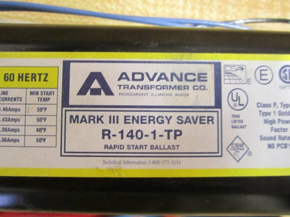 Advance Transformer R-140-1-TP Rapid Start Ballast R140TP