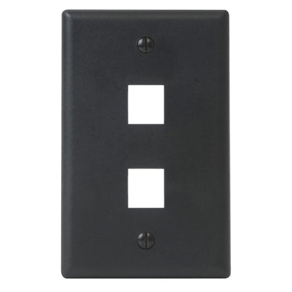 ICC 2-Port Faceplate for Keystone Connectors, Single Gang Outlet Box, Wall Plate for Networking and Home Installations, Durable and Easy to Install, Black, Single