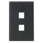 ICC 2-Port Faceplate for Keystone Connectors, Single Gang Outlet Box, Wall Plate for Networking and Home Installations, Durable and Easy to Install, Black, Single
