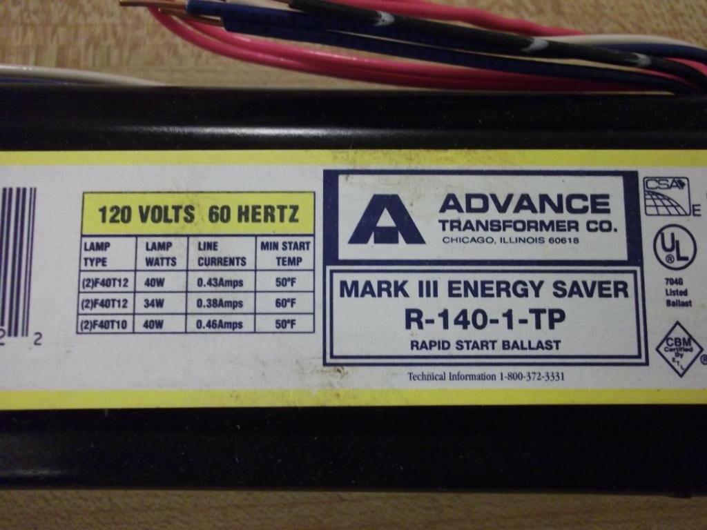 Advance Transformer R-140-1-TP Rapid Start Ballast R140TP