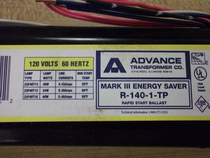 Advance Transformer R-140-1-TP Rapid Start Ballast R140TP