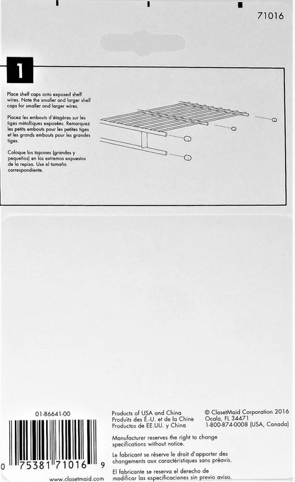 ClosetMaid 71016 Shelf End Cap, Plastic, White