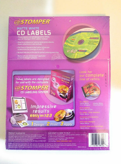 Avery 98122 Labels for use with CD Stomper CD/DVD Labeling System, White Matte, 300/pack
