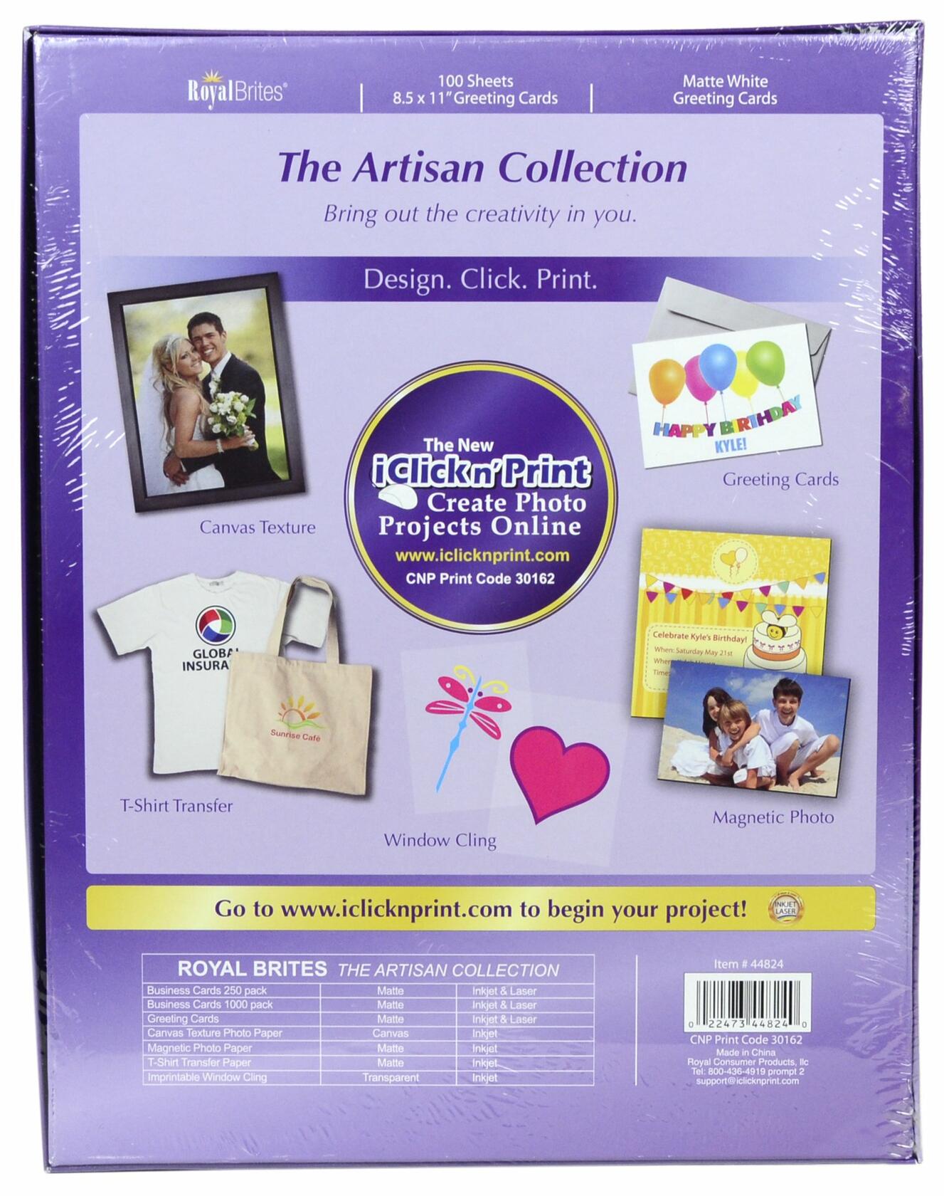 Royal Brites Blank Matte Greeting Cards with Envelopes, 5.5 x 8.5 Inches, White, 100-Sheet Pack (44824)