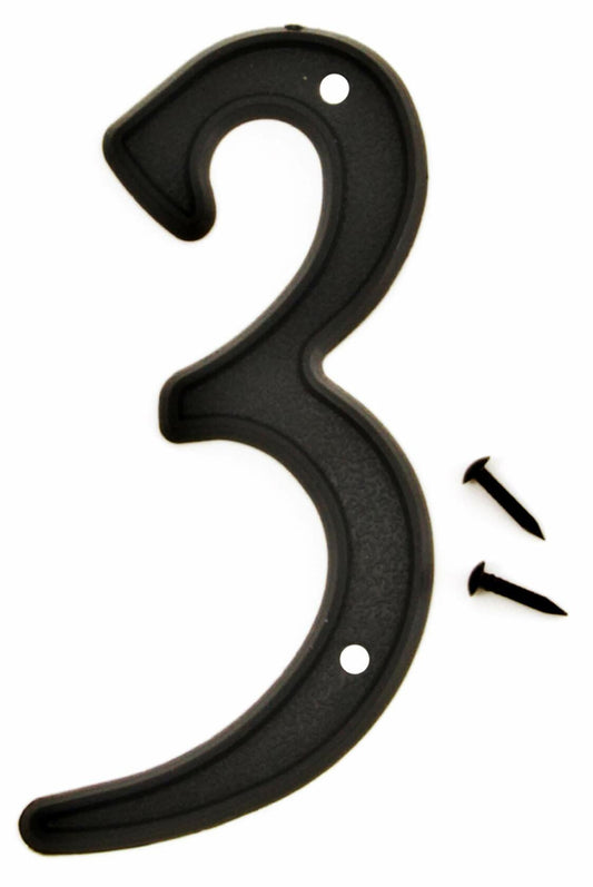 HY-KO Products PN-29/3 Plastic House Number 3 (Three), 4 Inch High, Black