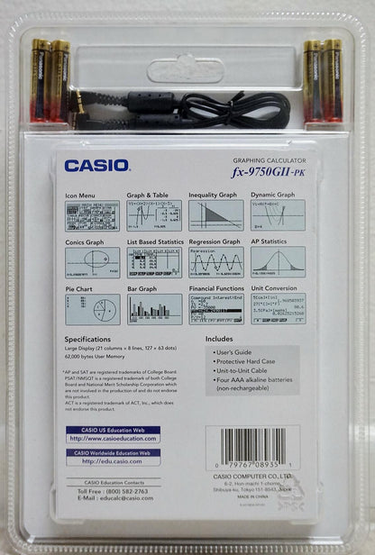 Casio fx-9750GII, Graphing Calculator, Pink (FX9750GII-PK)
