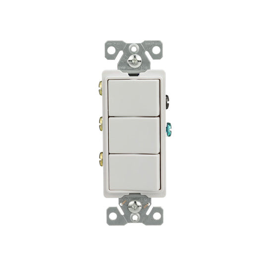 Eaton 7729W-SP 15-Amp 120-Volt Decorator Heavy Duty Grade Three Single-Pole Combination Switches, White