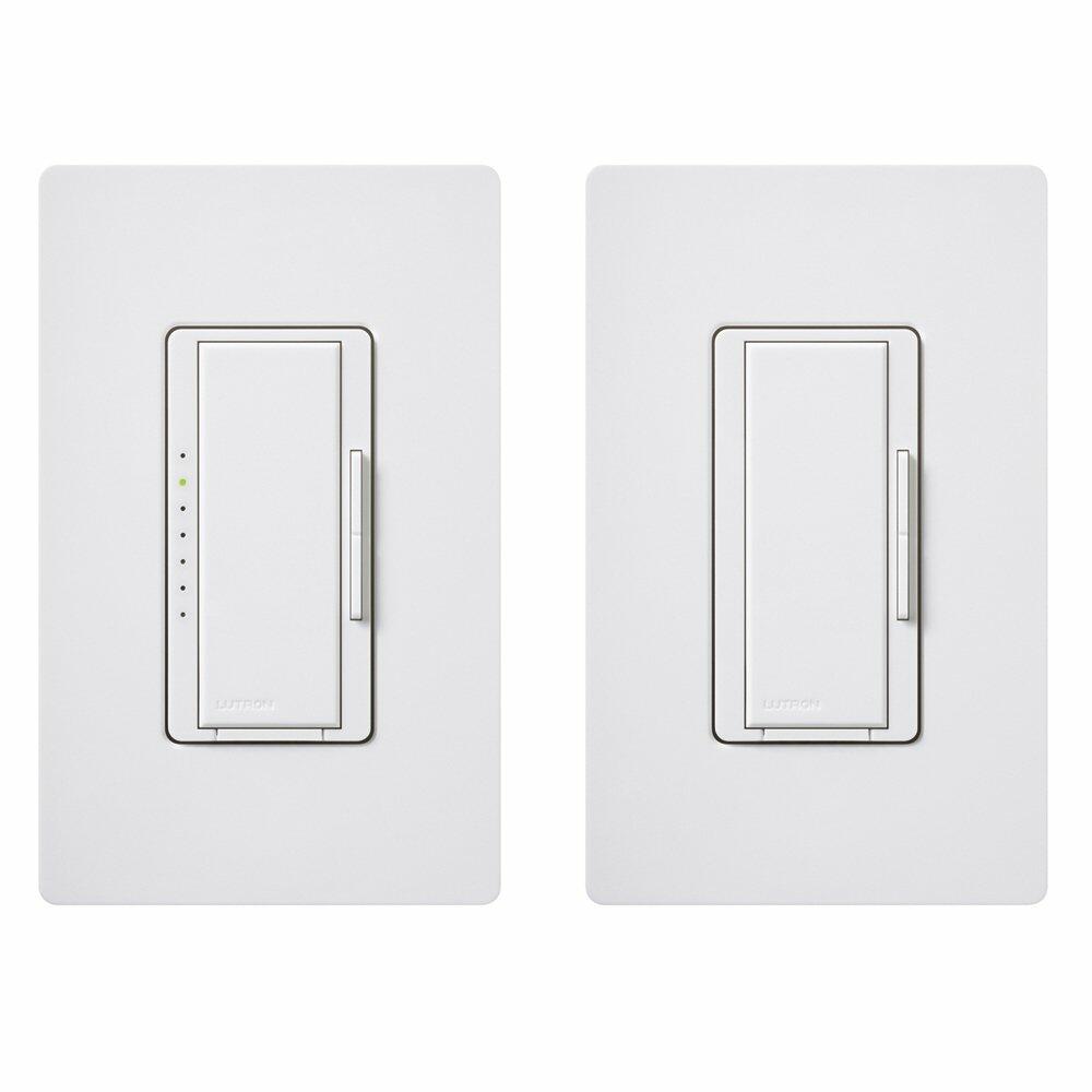 Lutron Maestro Dimmer Switch with Companion Dimmer, 600-Watt Incandescent, Single-Pole/3-Way, MAW-603RH-WH, White