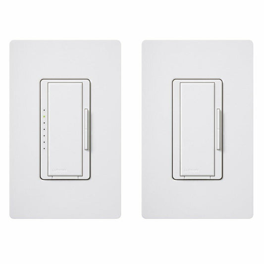 Lutron Maestro Dimmer Switch with Companion Dimmer, 600-Watt Incandescent, Single-Pole/3-Way, MAW-603RH-WH, White