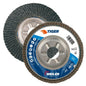 Weiler 50514 Tiger Abrasive Flap Disc, Type 29, Round Hole, Aluminum Backing, Zirconia Alumina, 4-1/2" Dia., 60 Grit