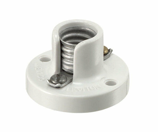 Leviton 10028 Candelabra Base, One-Piece, Keyless, Incandescent, Urea Lampholder, White