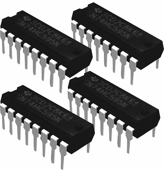 Texas Instruments SN74HC595N IC 8-Bit Shift Registers with 3-State Output Registers (Pack of 4)