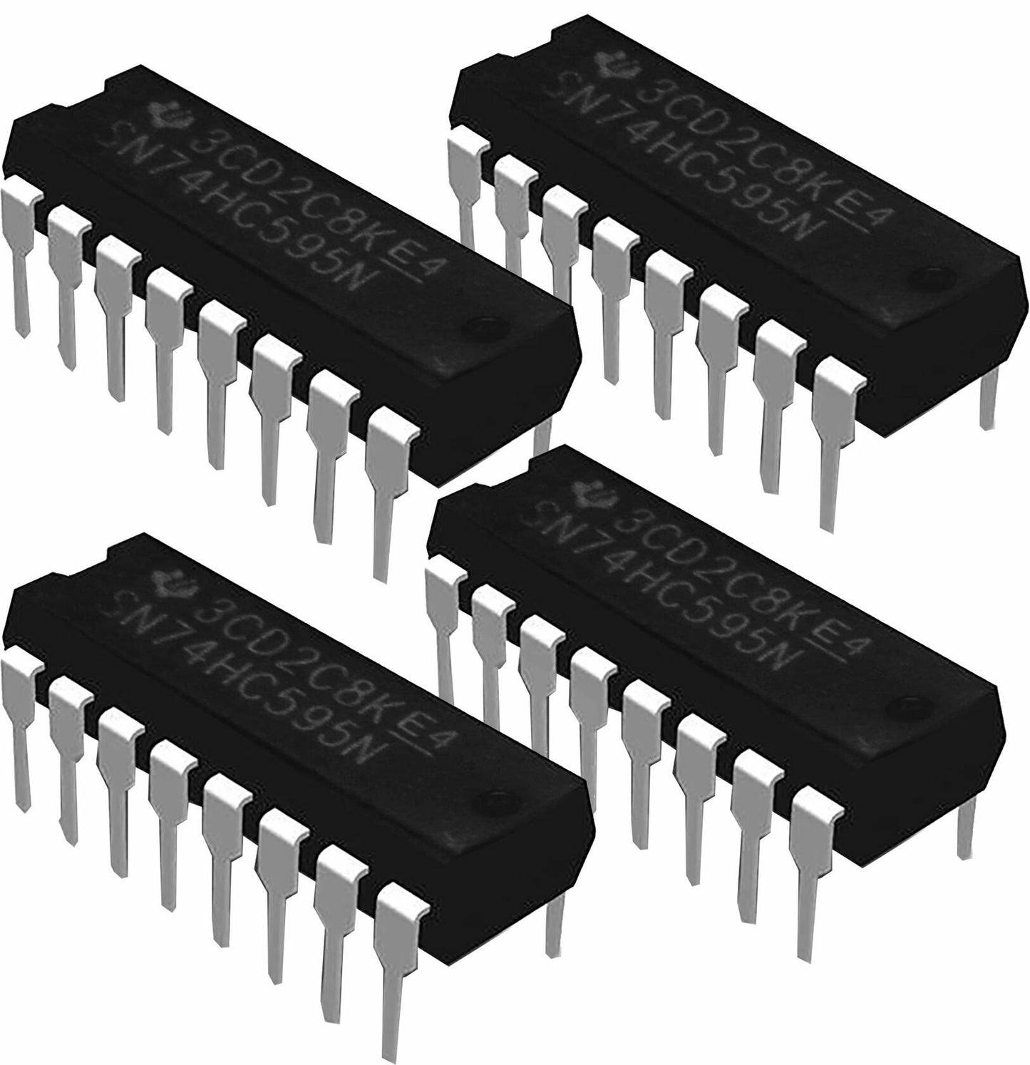 Texas Instruments SN74HC595N IC 8-Bit Shift Registers with 3-State Output Registers (Pack of 4)