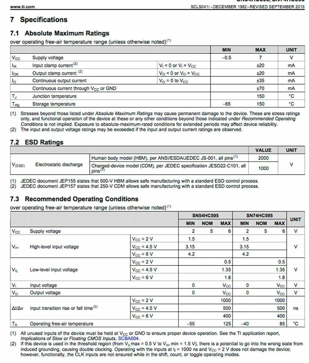 Texas Instruments SN74HC595N IC 8-Bit Shift Registers with 3-State Output Registers (Pack of 4)