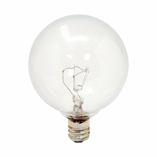 GE Lighting 17722 Decorative G16 1/2 Candelabra Base Globe Light Bulb, 2 Count (Pack of 1), Clear