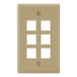 ICC Single Gang 6-Port Classic Faceplate for EZ and HD Style Keystone Connectors, Wallplate for Networking and Home Installations, Durable and Easy to Install, Ivory, Single