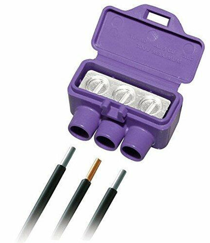 King Innovation 95110 3-Port Aluminum Copper (10-Pack) Wire Connector, 10 Pack, Purple