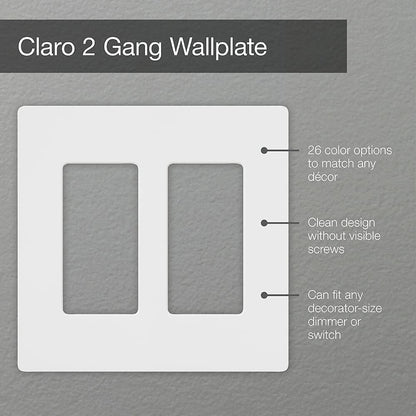 Lutron Claro 2 Gang Decorator/Rocker Wallplate, Gloss, White (1-Pack) | CW-2-WH