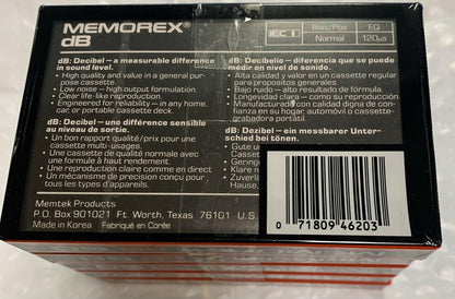 Memorex dB 60 Cassette Tape 90m Pack of Five