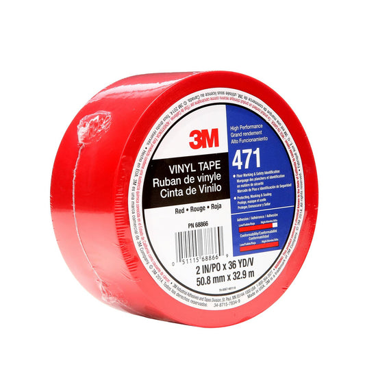 3M Vinyl Tape 471, Red, 2 in x 36 yd, 5.2 mil